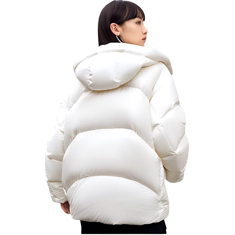 Li Ning Sports Lifestyle Series Zipper Cardigan Stand Collar Hooded Down Jacket Unisex Outerwear Off-White AYMS378-1