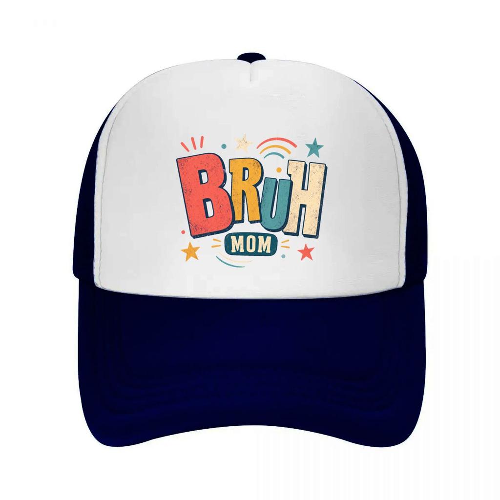 Retro Bruh Mom Sunset Wordmark Mesh Baseball Cap Casual Hat Outdoor  For Womens Unisex FeUnisex