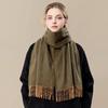 European And American High-Quality 100% Wool Scarf For Women Winter Double-Sided Border Design High-End Feel Versatile Large