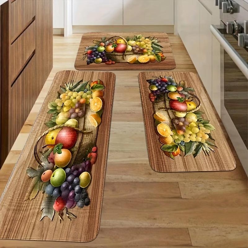 Spring Floral Series Kitchen Floor Mats - Dirt-Resistant, Wear-Resistant, Easy-to-Clean, Three-Piece Set