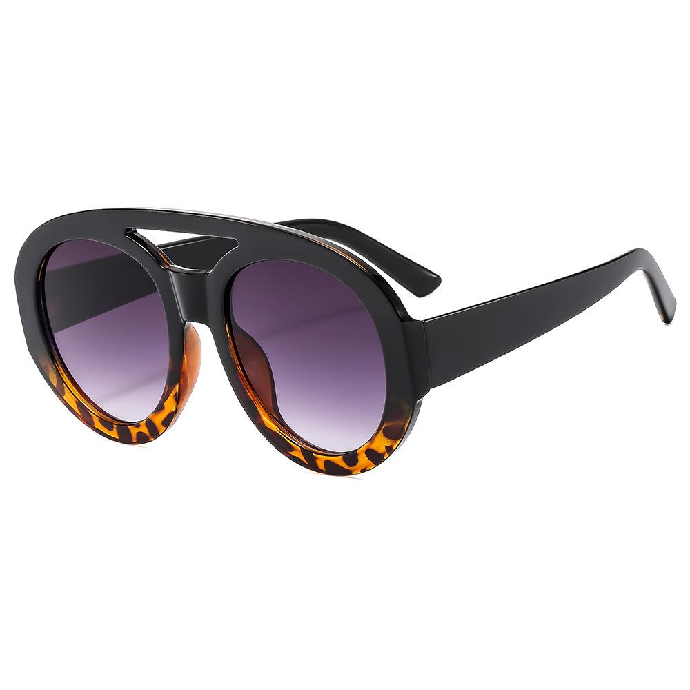 

European & American Double-Beam Large Round Frame Frog Sunglasses - Women s Retro Trend.