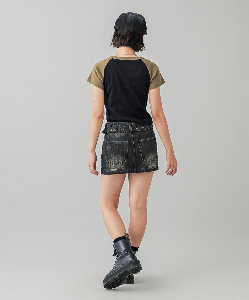 Casual Oval Logo Embroidery Raglan Baby Tee Black X-girl S/S