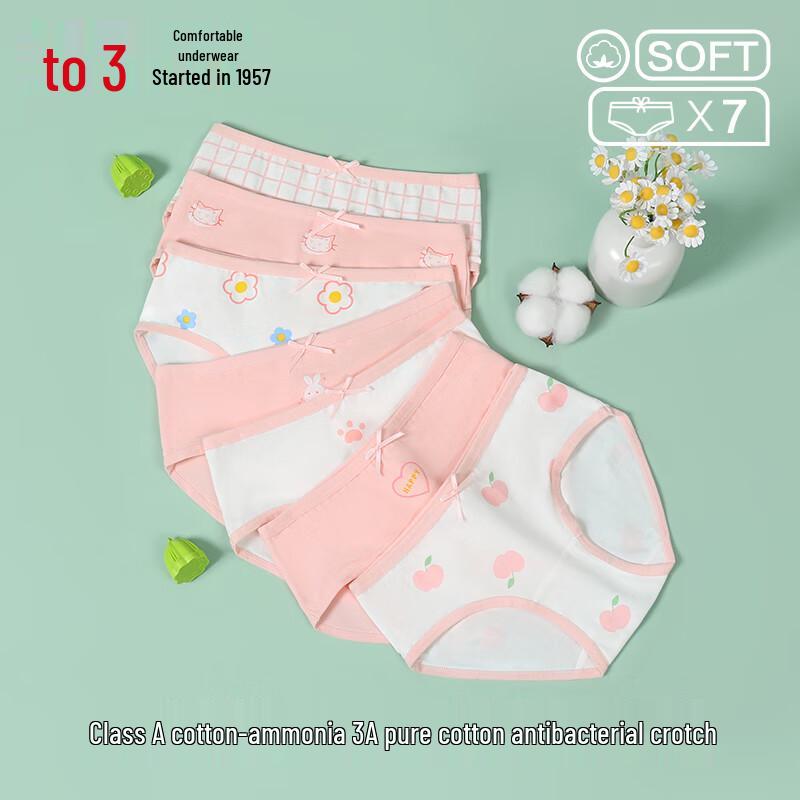 Hongdou Girls' 7-Pack Antibacterial Cotton Briefs