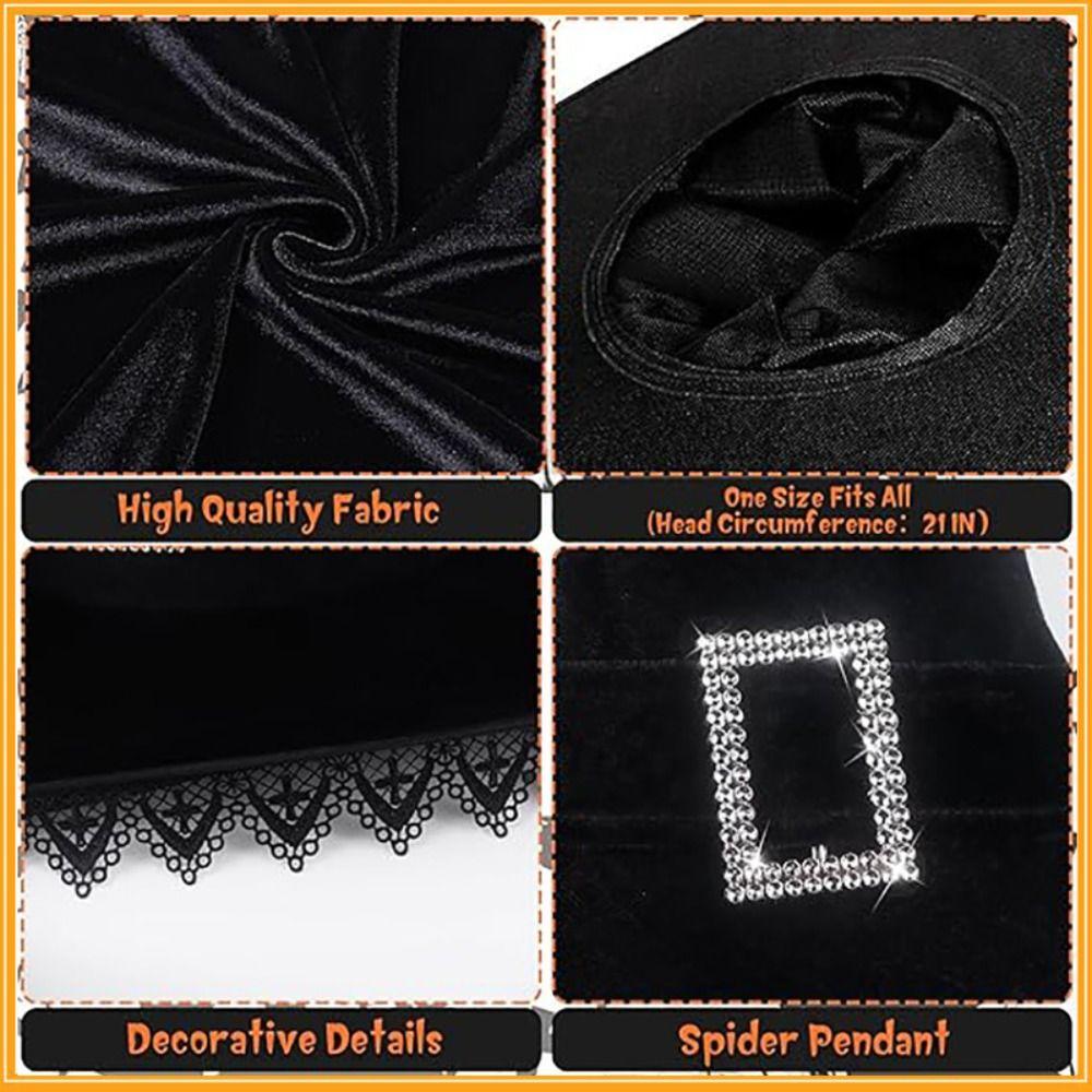 Black Halloween Witch Hats Lace Tassel Wizard Cap Portable Performance Props
