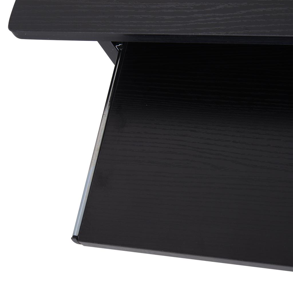 Modern PC Desk In Wood with CPU Shelf and Pull-Out Keyboard Space, 80x45x75 Cm, Black