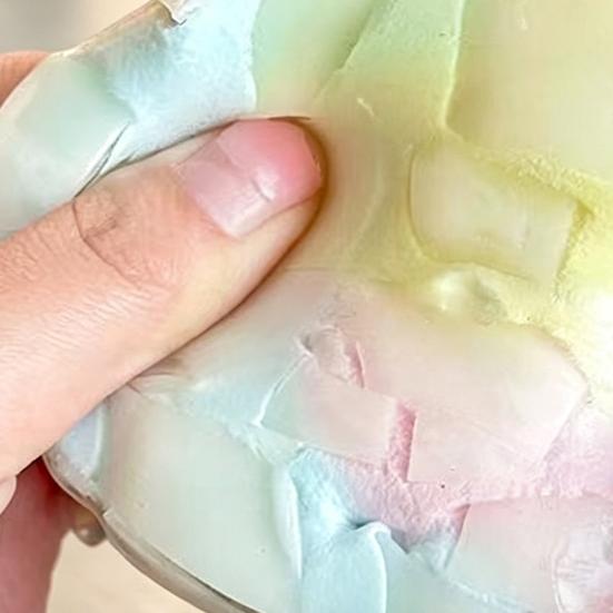 Wax Cracking Ball Squeeze Toy, Rainbow Gradient Stress Ball Fidget Toy, Stress Relief Crispy Ball with Protective Cover, Party Favors