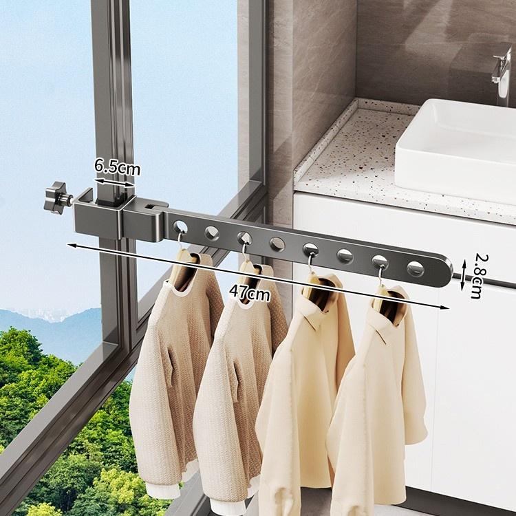Adjustable Window Frame Drying Rack Wall Mounted Clothes Hanger For Outdoor Bathroom SpaceSaving Aluminum Clothes Organization