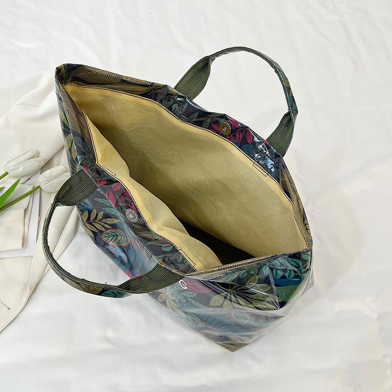 Women's PVC Tote Bag Floral Print Waterproof Fashion Shopping Bag