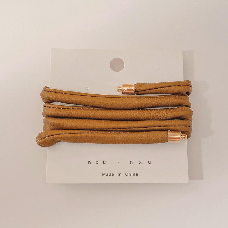 

Модные кожаные резинки для волос из проволоки INS, резинки для волос с длинными проволочными резинками, плетеные повязки на голову, держатели для хвостиков для женщин, аксессуары One Size