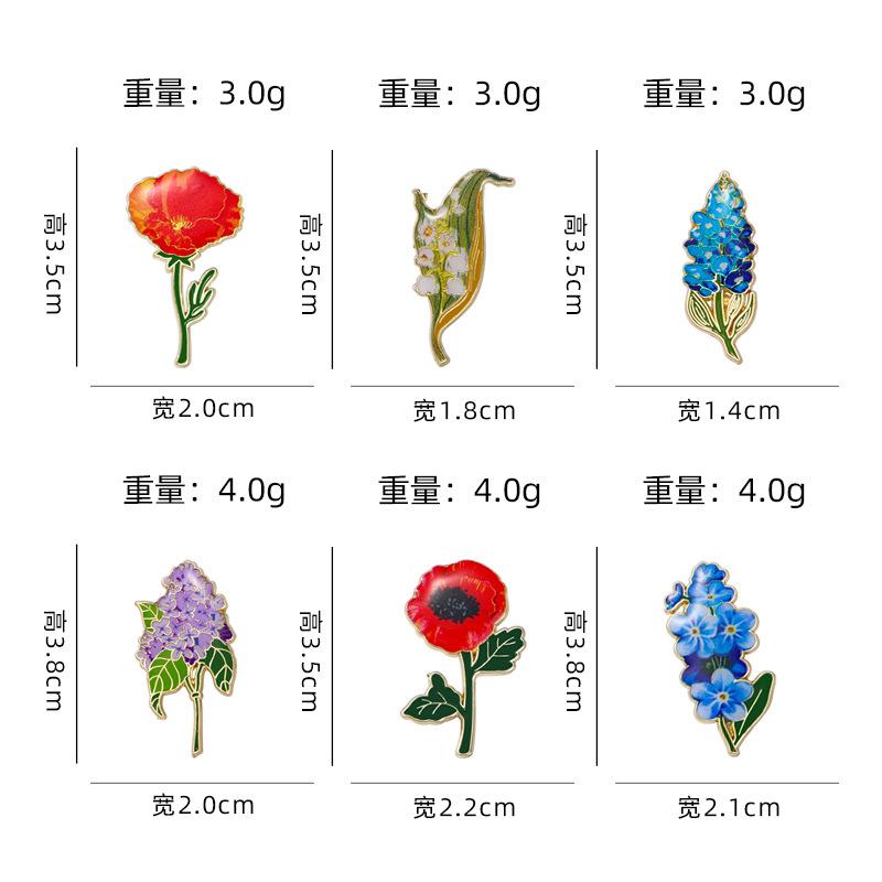 Plant Flower Series Brooch Alloy Epoxy Flower Lily of the Valley Enamel Pin Clothing Accessories Metal Badge