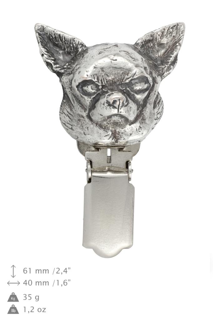 Chihuahua short-haired, Chihuahua smooth I – Brooch with a clip, holder for a start number – Design 01 | Art-Dog