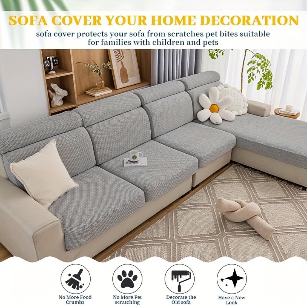 Jacquard Sofa Seat Cushion Covers Elastic Solid Color Couch Covers For Sofa Removable Sofa Covers Chaise Lounge Living Room