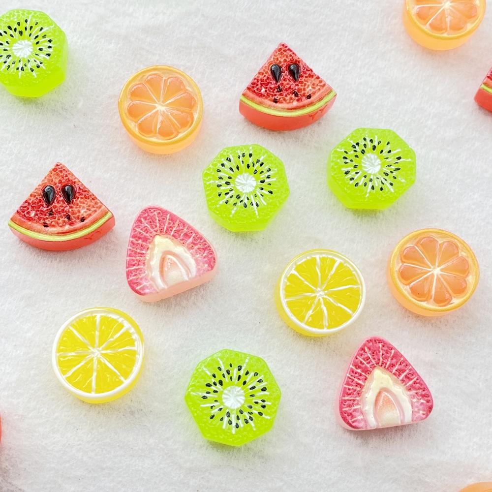 20Pcs Resin Mixed Fruits Strawberry Lemon Watermelon - For Scrapbooking Wedding Decor  Diy Jewelry Making Accessories