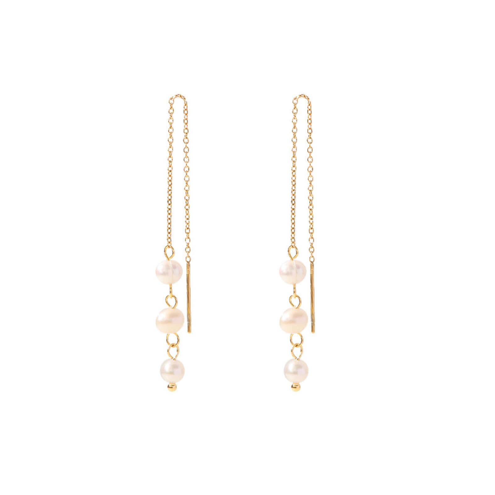 

Brilliet Earrings Chain Pearl Earrings Stainless Steel Accessories Cute Stylish Affordable Gift Women s золотий