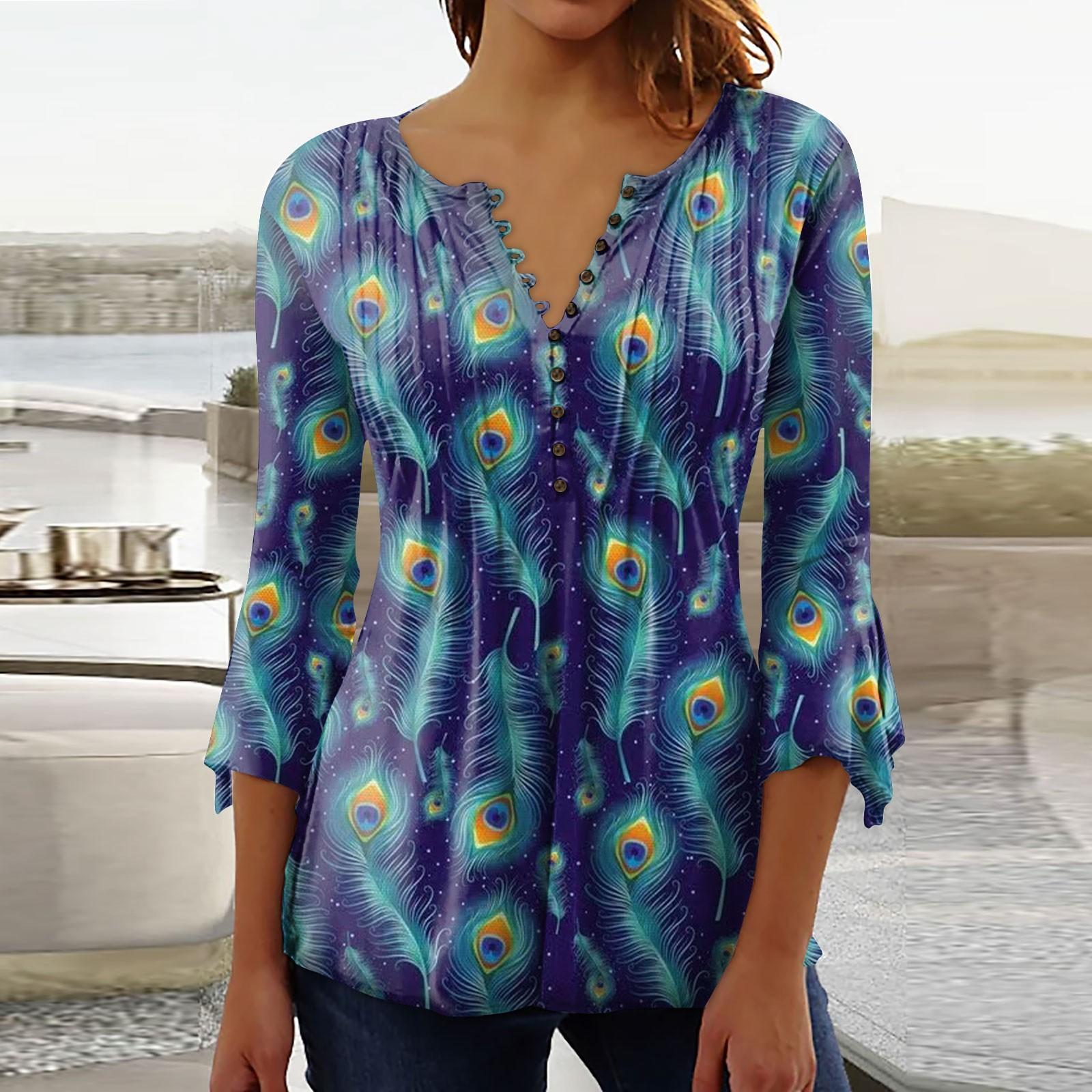 

Женская рубашка с принтом на пуговицах, рубашка, леггинсы, топ M синий