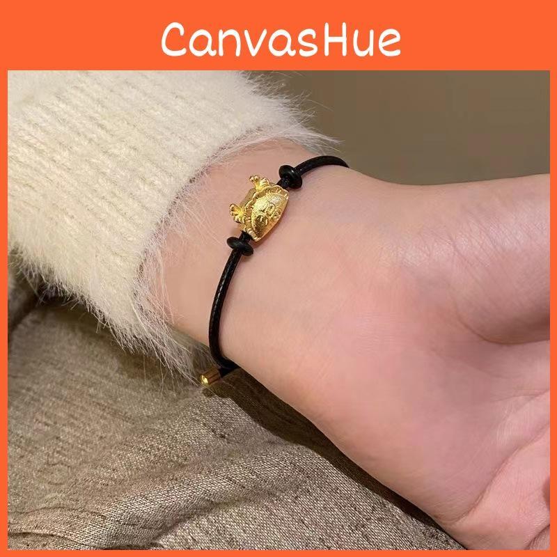 2024 Fashion Summer Womens Black Dragon Bracelet With Red Rope And Charm Lucky