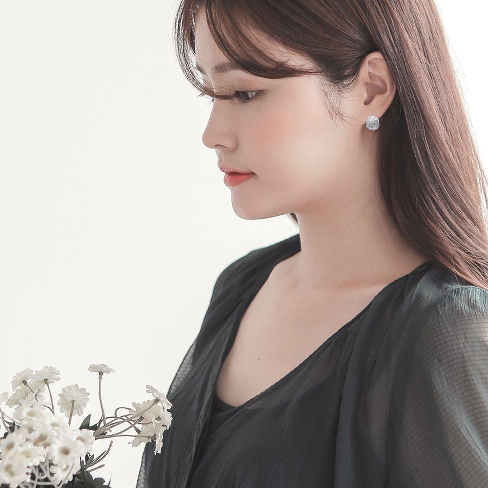 Jlauren 02M03212 Half-Cubic One-Touch Hoop Earrings