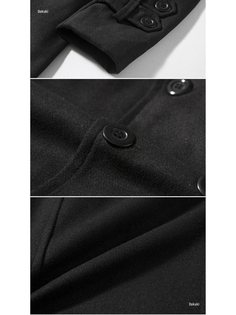 Double-Breasted Grey Wool Trench Coat with Belt - Stylish Men's Winter Outerwear