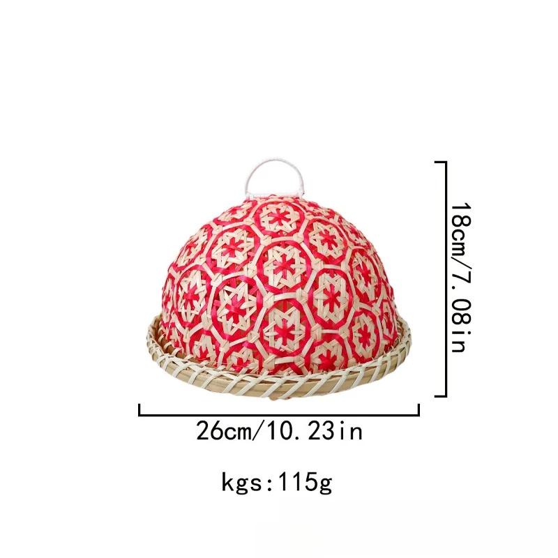 

Плетеная вручную ротанговая тарелка для фруктов в стиле Наньян, корзина для хлеба, круглая с крышкой, защита от насекомых, накидка на обеденный стол, фрукты, остатки еды, зонтик