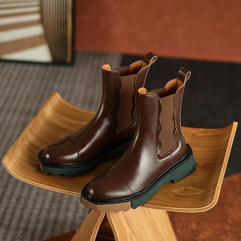 Fashion 2024 Winter Women Shoes Genuine Leather Women Boots Ankle Boots Zapatos De Mujer Platform Flats Chunky Boots Platform Shoes