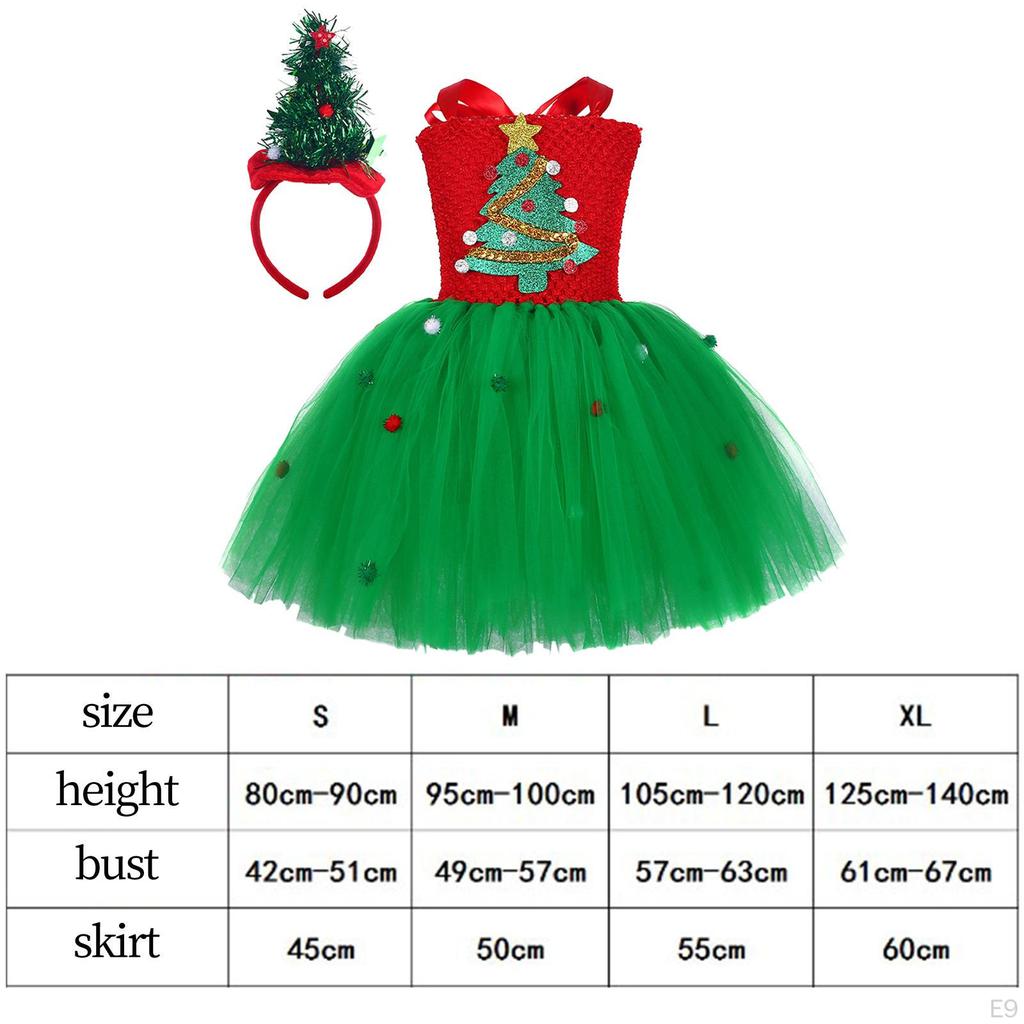 Girls Christmas Tree Costume Xmas Party Tutu Dress for Winter Festival