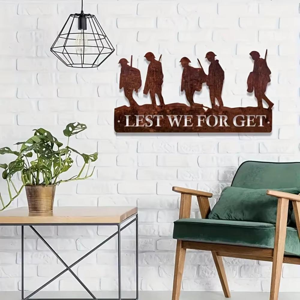 1pc, Home Decoration Metal Rust Military Indoor Outdoor Wall Decoration Pendant Iron Art Silhouette