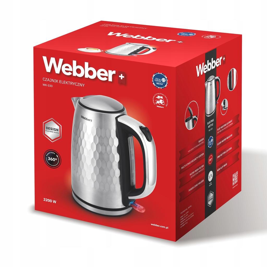 Webber WK-330 Cordless Electric Kettle 2200 W 1.7 L Black INOX