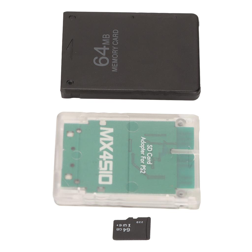 Memory Card Reader Stable Replacement Memory Card Adapter with 64G Memory Card and FMCB 64MB Game Card for