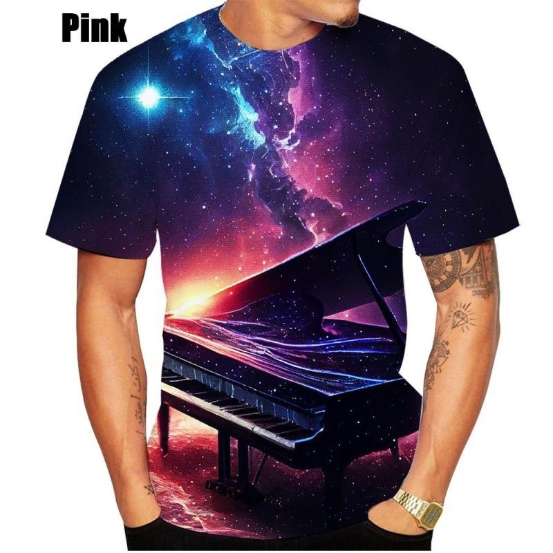 Mode 3D-Druck T-Shirt Klaviernoten Schwindel Hypnotisch Lustige Kurzarm-Tees Männer/Frauen Tops