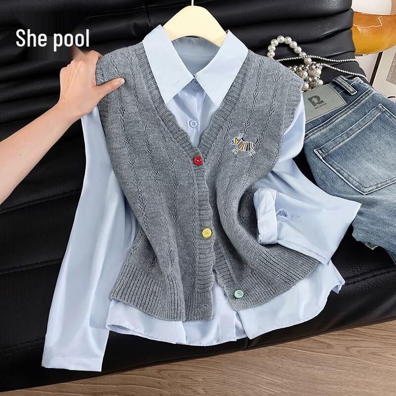 Tachi Embroidered V-Neck Knit Vest