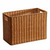Woven Storage Baskets, Rectangular Wicker Basket with CutOut Handles, Tan Synthetic Rattan for
