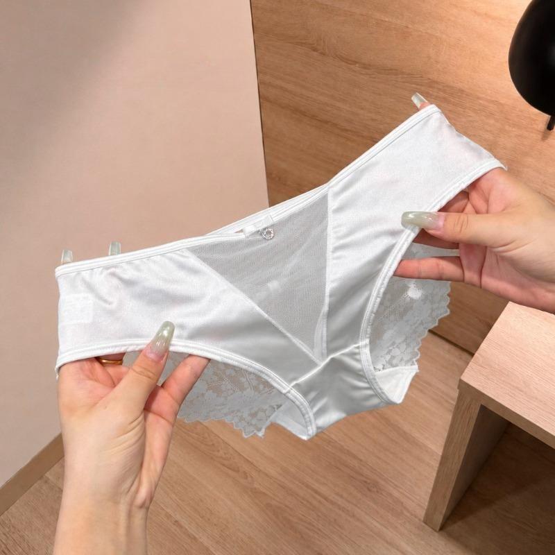 Female Summer Pure Desire Sexy Sweet Lace Bow Breathable Low Waist Triangle Briefs