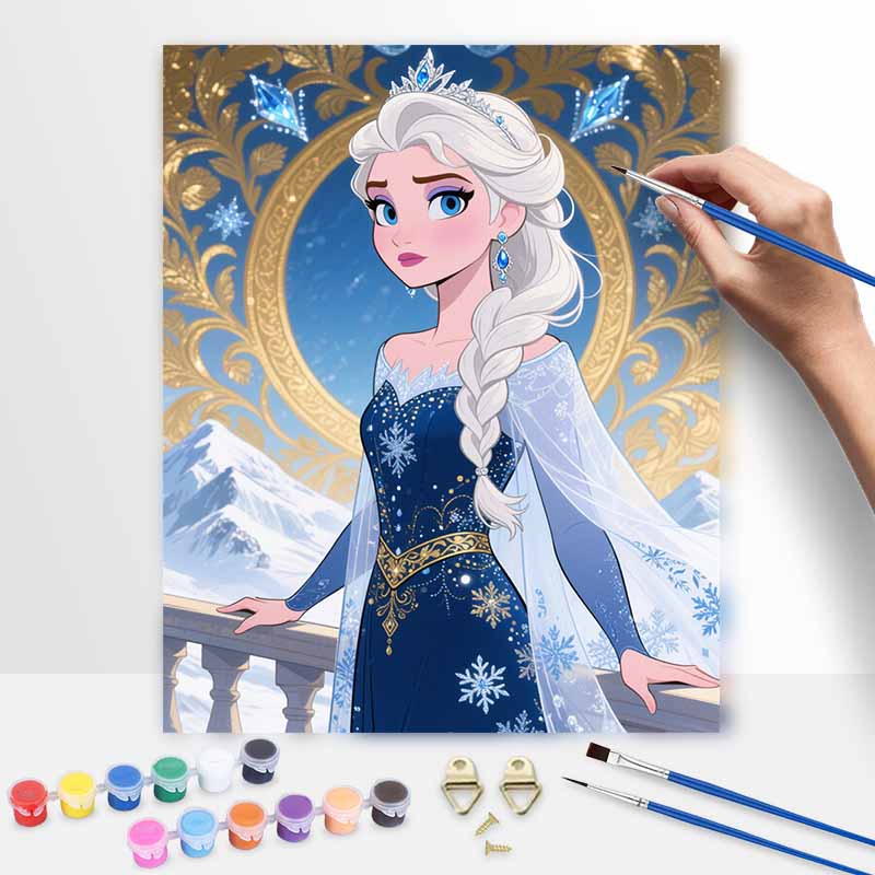 Disney digital oil painting art kit ice queen snow magic handmade diy home decorations