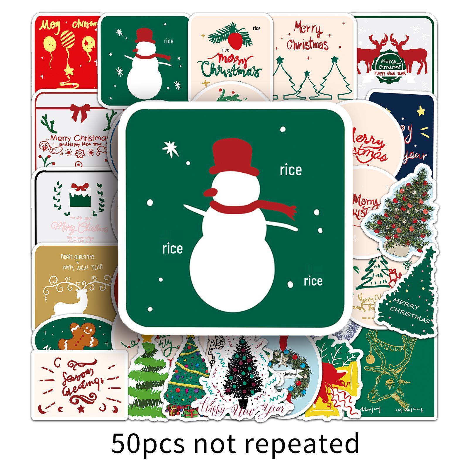 50 Christmas Cartoon Graffiti Stickers for Journals, Luggage, Phone, and Computer - Waterproof