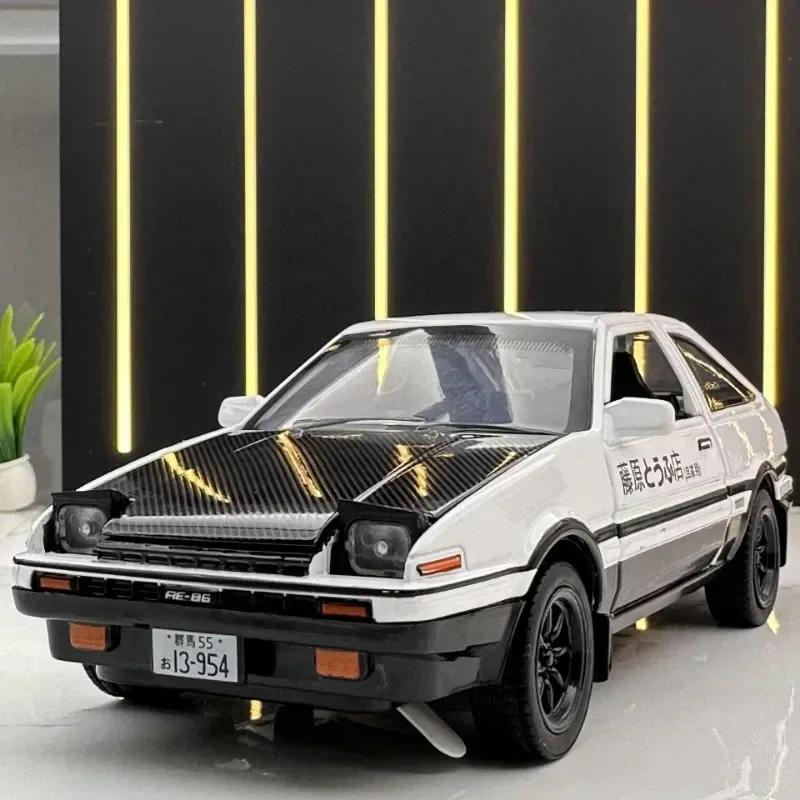 Simulation 1:32 AE86 Car Model Diecast Toys Vehicles Sound Light Children Boys Birthday Gift Pullback Voiture Miniature