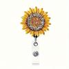 Yellow Sunflower Retractable Badge Holder, Sparkling Rhinestone ID Badge Reel Clip Card Holder, Women's Nurse Badge Holder, Badge Reel, Badge Holder