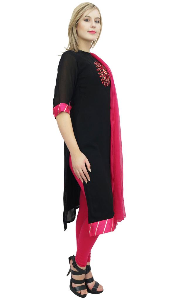 Atasi Readymade Beige Georgette Long Churidar Straight Cut Casual Salwar Suit -