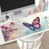 Vintage Butterfly Floral Large Extended Gaming Mouse Pad Non Slip Desk Surface Flower Art Print For Gaming And Office Desktop