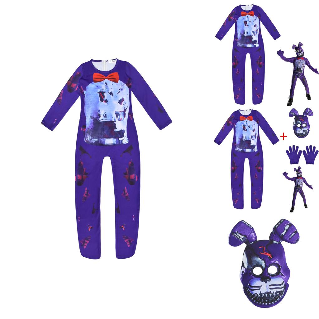 Unisex Sundrop Fnaf Toy Bear Cosplay Costume Bodysuit Jumpsuit Mask Glove For Carnivals