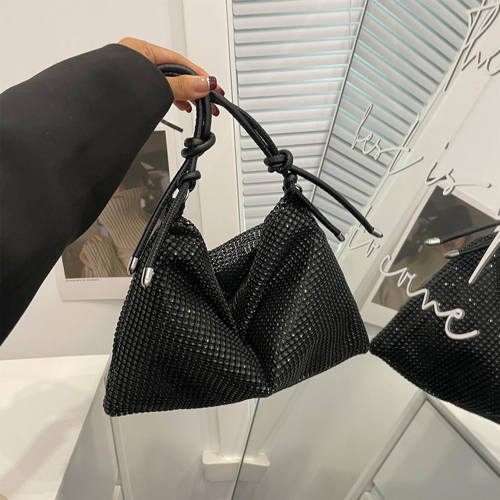 Glamorous Evening Bag Shoulder Handbag for Women Shiny Rhinestone PVC Mesh Diamond Zipper Closure For Party Gala Formal Events