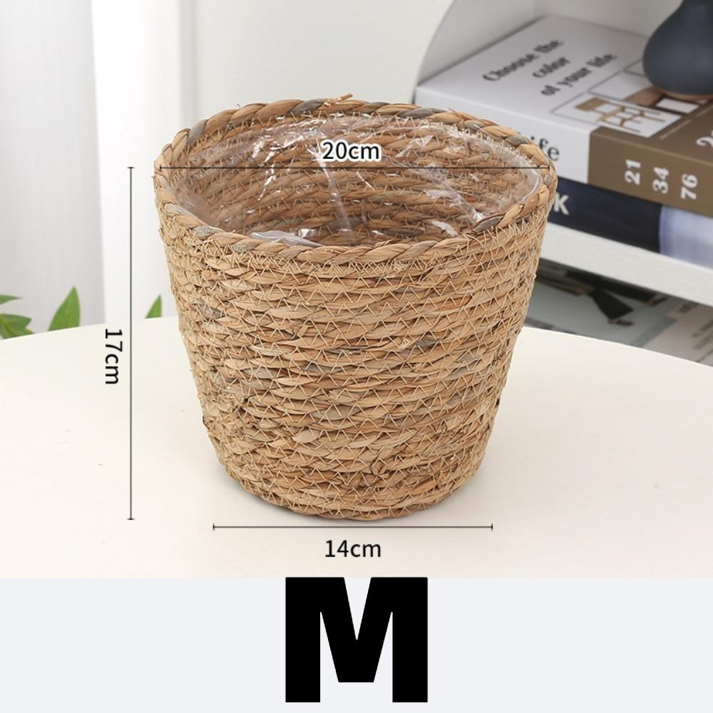 S/M/L Grass Woven Flowerpot for Garden Terraces Flower Pot Basket Planter Basket Furniture Decoration Grass Woven Flowerpot Rattan Straw