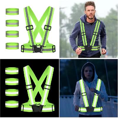 Highlight Reflective Straps Night Work Security Running Cycling Safety Reflective Adjustable Vest High Visibility Reflective