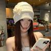 Elegant Flower Beanies Hat Sweet Sunscreen Cap Cute Knitted Hat  Spring and Summer