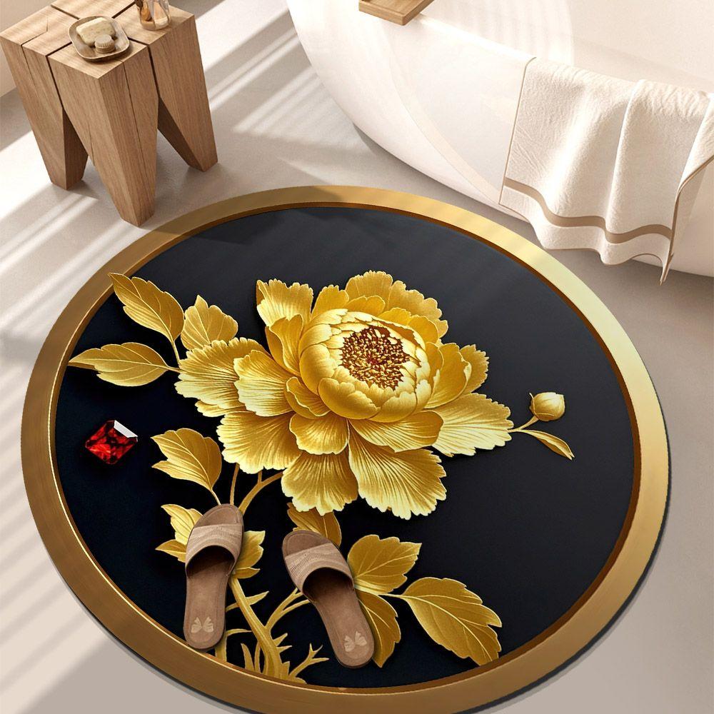Living Room Home 3D Carpet Flower Floor Mat Carpet Circular Home Peony Flower Petal Shaped Mat