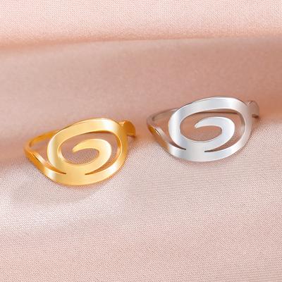 Cazador Geometric Swirl Spiral Women's Ring Stainless Steel Finger Rings Trendy Jewelry Wholesale 2025 Birthday Party Gift New