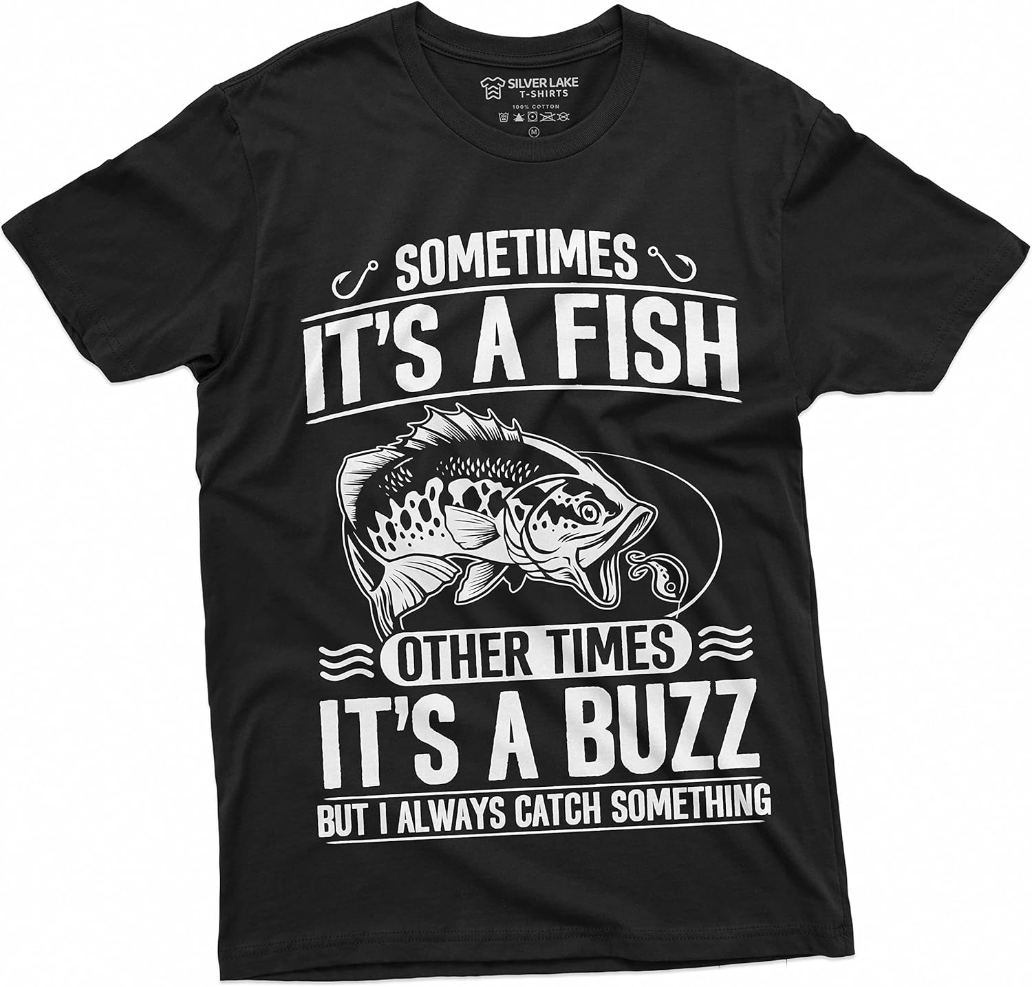 

Men s Fishing Humor Tee | Fish Buzz Graphic T-Shirt | Fishing Dad Tee S разноцветный