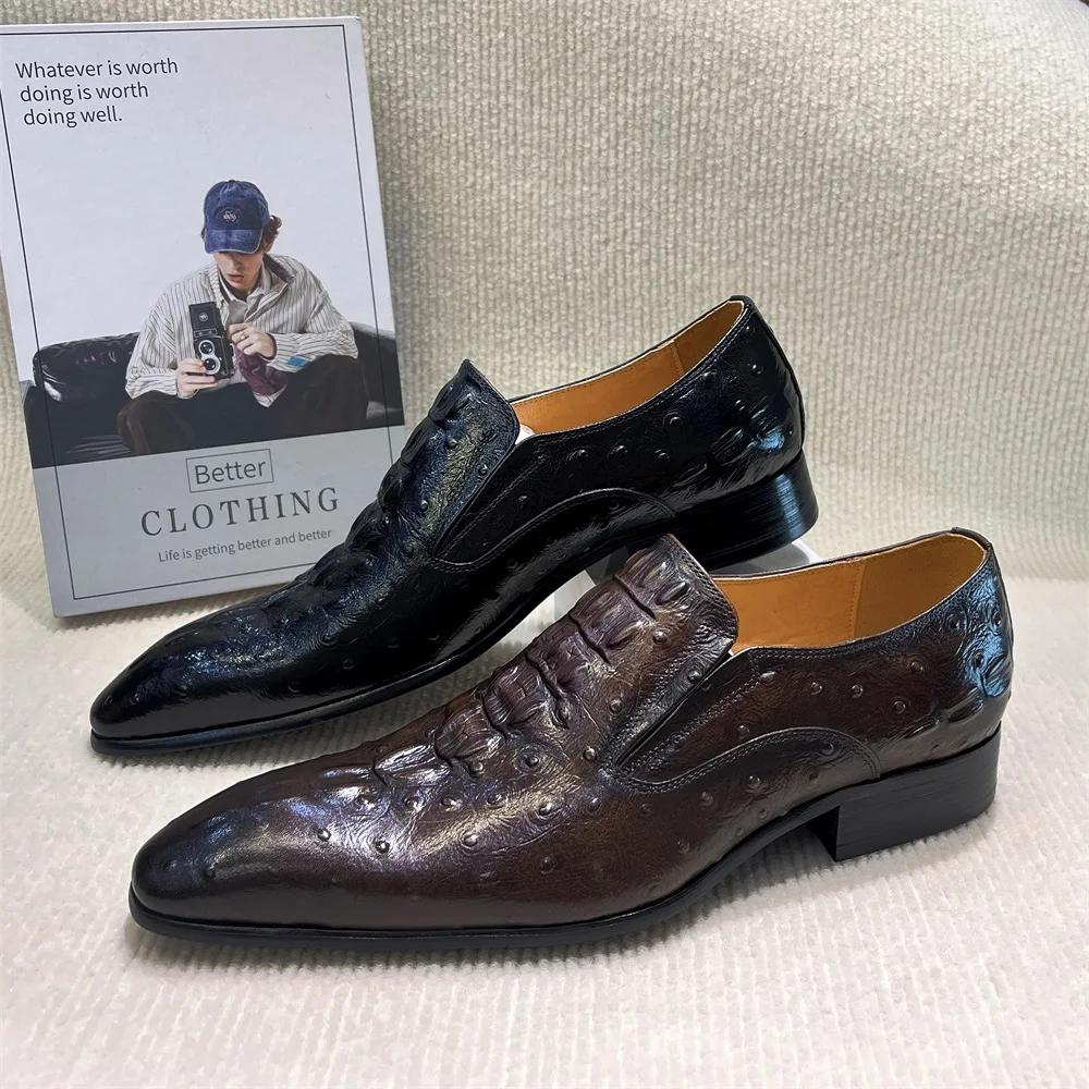 Fashion Men's Handmade Genuine Leather Python Pattern Loafers 2025 Spring Autumn Formal Oxford Wedding Shoes Office Footwear
