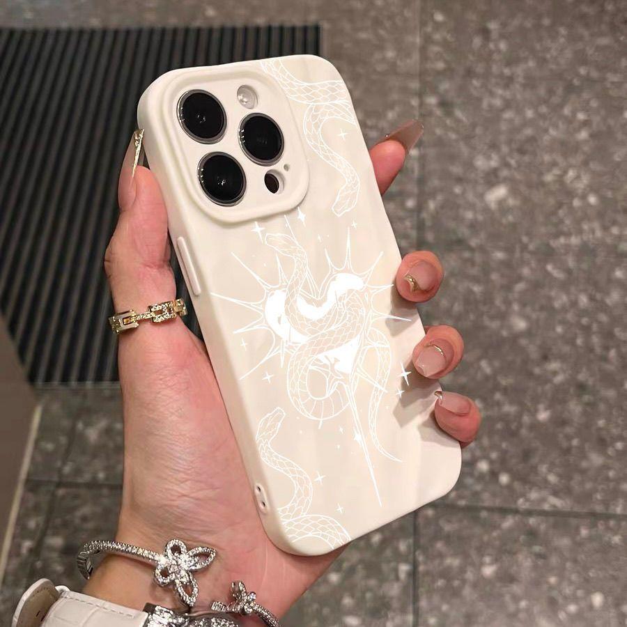 Capa de celular Tide branco frio cobra iPhone17promax é adequada para Apple 16promax pregas 14 fosco 15 conjuntos
