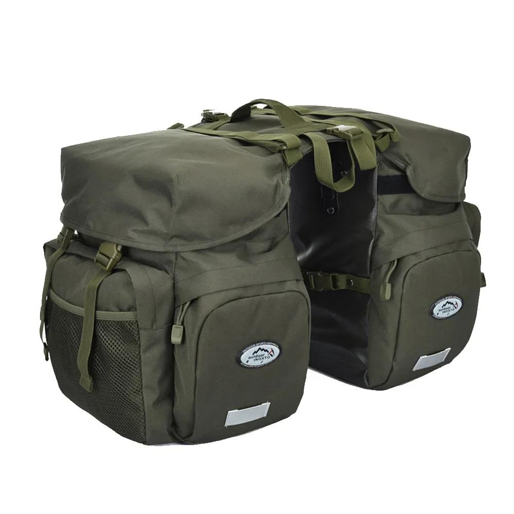 Bicycle Bag 50L Nylon Bike Bag Rear Rack Trunk Bike Luggage Back Seat Pannier Reflective Cycling Storage Bag Bicycle Accessories