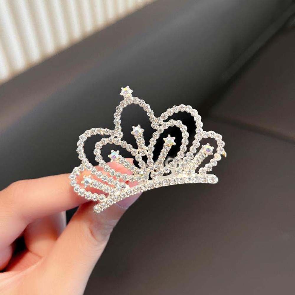 Pearl Children Tiara Headband Butterfly Rhinestone Hairpins Crystal Crown Hair Comb Wedding